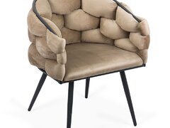 Scaun modern din catifea cu cadru metalic - model BUC 256 Bej